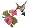 Ruby Red Hummingbird with Pink Flowers, Embroidered, Iron on Patch